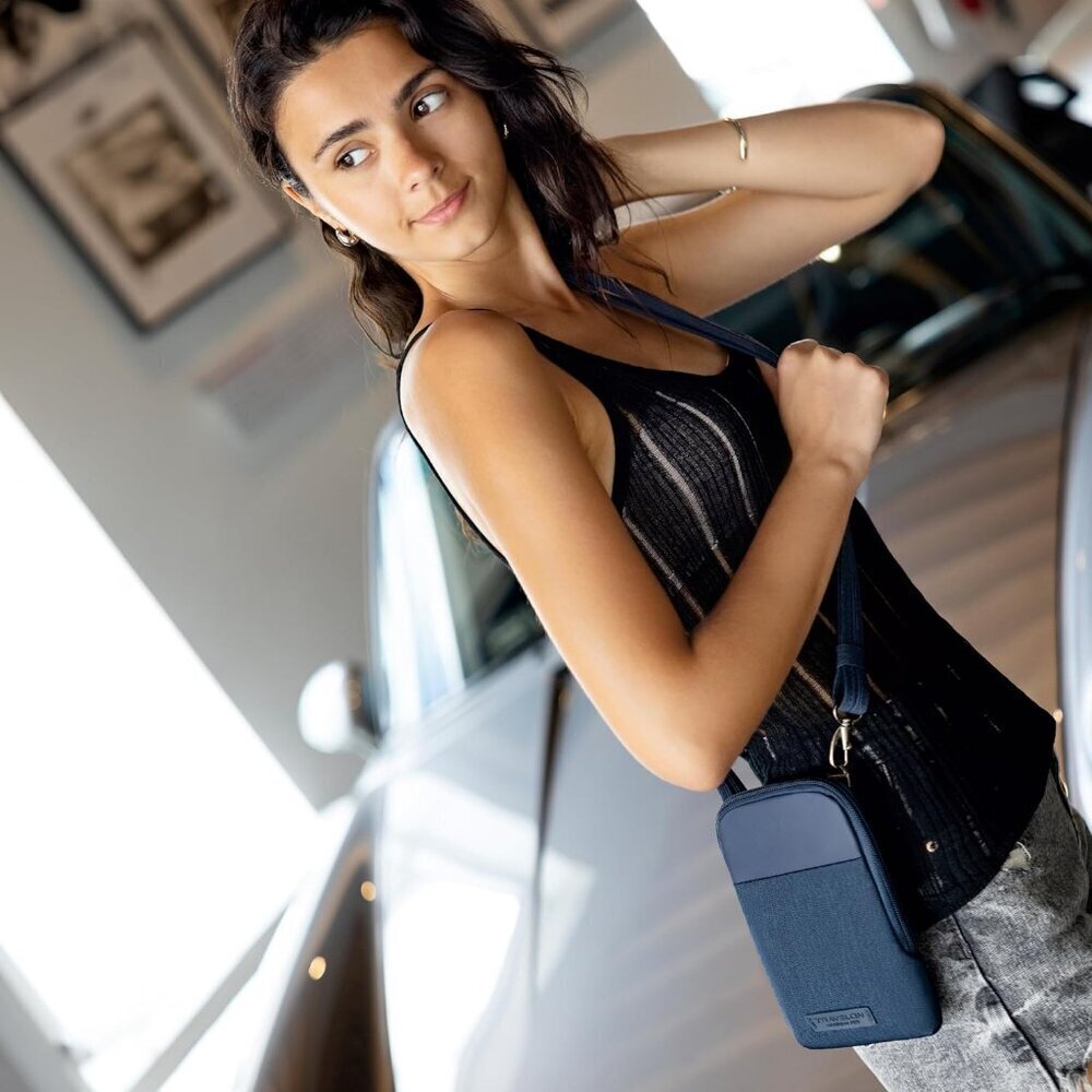 Women's Gray Heather Polyester Anti-Theft Metro Stadium Mini Imported Zipper - Picture 13 of 14